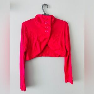 High neck button detailed cropped bolero - Pink